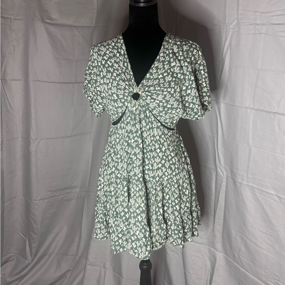 Angie Green and White Floral Mini Dress
